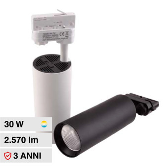 Faretto LED da Binario 21W/30W Track Light COB CCT 3in1 FAI