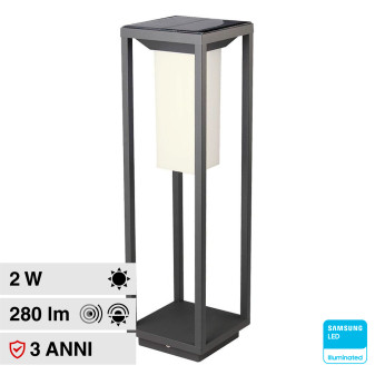 VT-66 Lampada LED Giardino 2W IP65 Sensore e Pannello V-Tac