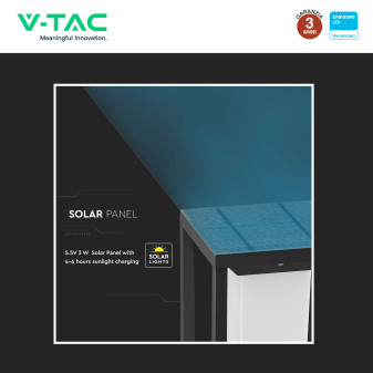VT-66 Lampada LED Giardino 2W IP65 Sensore e Pannello V-Tac