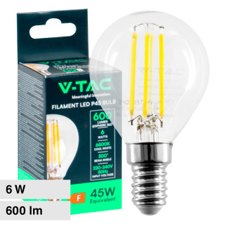 VT-2466 Lampadina LED E14 6W Miniglobo Filament Trasparente V-Tac