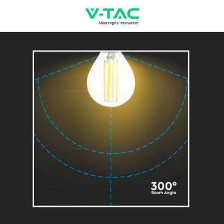 VT-2466 Lampadina LED E14 6W Miniglobo Filament Trasparente V-Tac