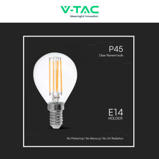 VT-2466 Lampadina LED E14 6W Miniglobo Filament Trasparente V-Tac