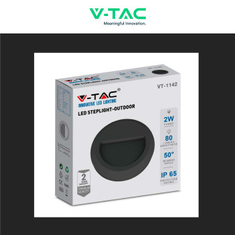 VT-1142 Punto Luce LED SMD 2W a Parete IP65 Nero V-Tac