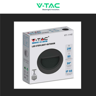 VT-1142 Punto Luce LED SMD 2W a Parete IP65 Nero V-Tac