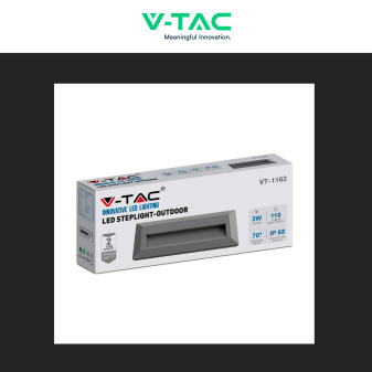 VT-1162 Punto Luce LED SMD 3W a Parete IP65 Grigio V-Tac