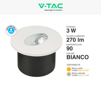 VT-1109RD Punto Luce LED COB 3W da Incasso IP20 V-Tac