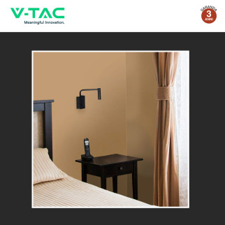 VT-2943 Lampada LED da Muro 3W COB Porta USB Nera V-Tac
