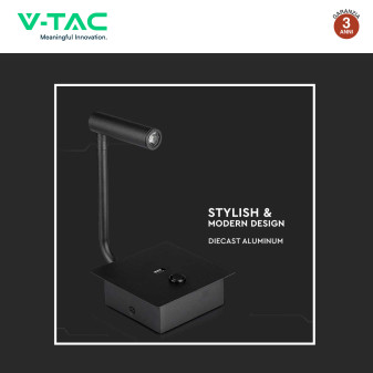 VT-2943 Lampada LED da Muro 3W COB Porta USB Nera V-Tac