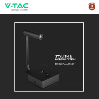VT-2943 Lampada LED da Muro 3W COB Porta USB Nera V-Tac