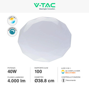 VT-8404 Plafoniera LED Tonda 40W SMD CCT 3in1 V-Tac Gallery