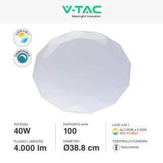VT-8404 Plafoniera LED Tonda 40W SMD CCT 3in1 V-Tac Gallery
