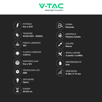 VT-8404 Plafoniera LED Tonda 40W SMD CCT 3in1 V-Tac Gallery