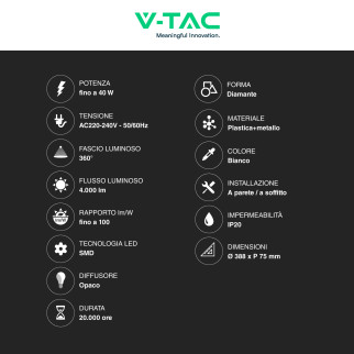 VT-8404 Plafoniera LED Tonda 40W SMD CCT 3in1 V-Tac Gallery