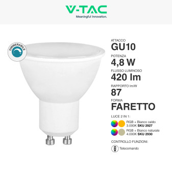 VT-2244 Lampadina LED SMD GU10 4,8W RGB V-Tac