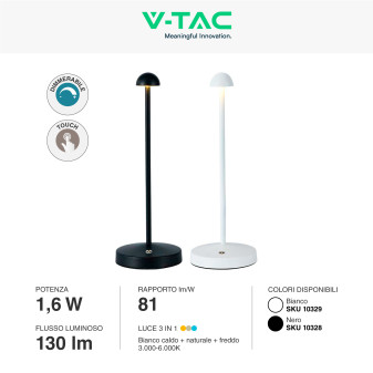 VT-1073 Lampada LED da Tavolo 3in1 1,6W Dimmerabile Touch V-Tac