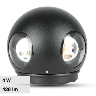 VT-834 Lampada LED da Muro 4W SMD IP65 Colore Nero V-Tac