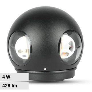 VT-834 Lampada LED da Muro 4W SMD IP65 Colore Nero V-Tac