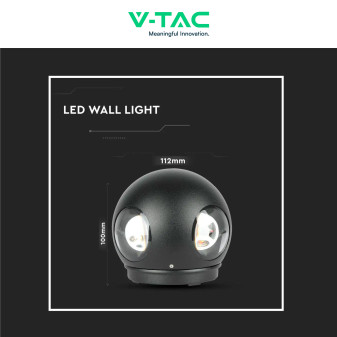 VT-834 Lampada LED da Muro 4W SMD IP65 Colore Nero V-Tac