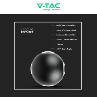 VT-834 Lampada LED da Muro 4W SMD IP65 Colore Nero V-Tac