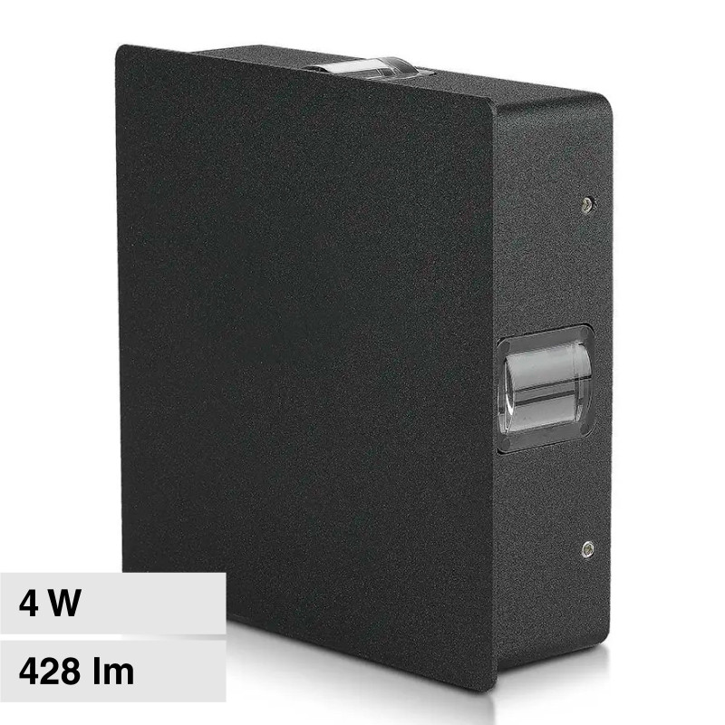 VT-704 Lampada LED da Muro 4W SMD IP65 Colore Nero V-Tac