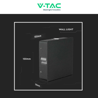 VT-704 Lampada LED da Muro 4W SMD IP65 Colore Nero V-Tac