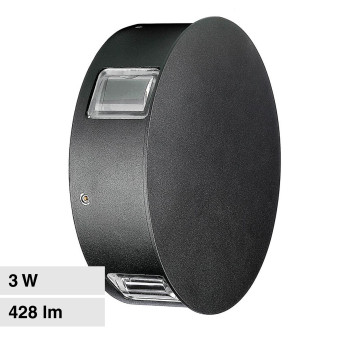 VT-706 Lampada LED da Muro 3W SMD IP65 Colore Nero V-Tac
