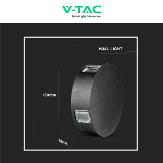 VT-706 Lampada LED da Muro 3W SMD IP65 Colore Nero V-Tac