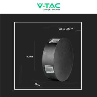 VT-706 Lampada LED da Muro 3W SMD IP65 Colore Nero V-Tac