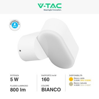 VT-816 Lampada LED da Muro 5W SMD IP65 Colore Bianco V-Tac