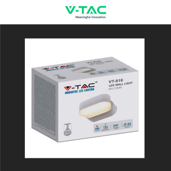 VT-816 Lampada LED da Muro 5W SMD IP65 Colore Bianco V-Tac