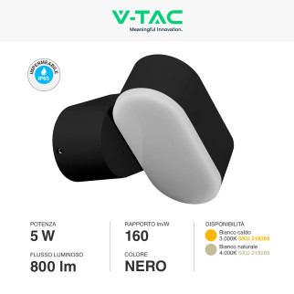 VT-816 Lampada LED da Muro 5W SMD IP65 Colore Nero V-Tac