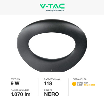 VT-811 Lampada LED da Muro 9W SMD Applique Nera V-Tac