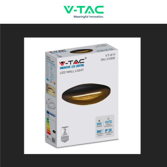 VT-811 Lampada LED da Muro 9W SMD Applique Nera V-Tac