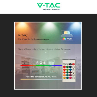 VT-2214 Lampadina LED C37 4,8W E14 RGB+W Dimmerabile V-Tac