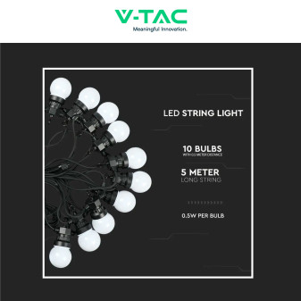 VT-70510 Catena da 10 Lampadine LED MiniGlobo IP44 V-Tac