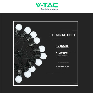 VT-70510 Catena da 10 Lampadine LED MiniGlobo IP44 V-Tac