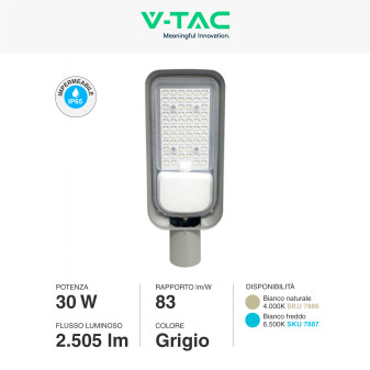 VT-150030ST Lampada Stradale LED 30W SMD Lampione IP65 V-Tac