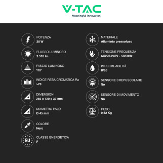 VT-15035ST Lampada Stradale LED 30W SMD Lampione IP65 V-Tac