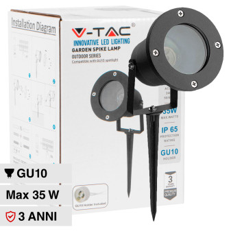 VT-7701 Portafaretto da Giardino con Portalampada GU10 V-Tac