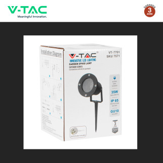 VT-7701 Portafaretto da Giardino con Portalampada GU10 V-Tac