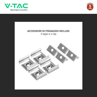 VT-8202 Profilo Piatto in Alluminio da 2m per Strisce LED V-Tac