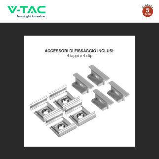 VT-8203 Profilo piatto in Alluminio da 2m per Strisce LED V-Tac