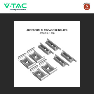 VT-8204 Profilo Piatto in Alluminio da 2m per Strisce LED V-Tac