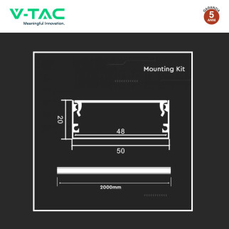 VT-8206 Profilo Piatto in Alluminio da 2m per Strisce LED V-Tac
