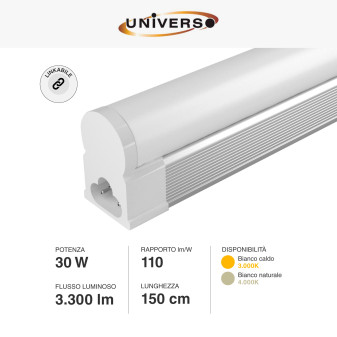 Tubo LED T5 30W SMD 150cm Linkabile in Alluminio Universo