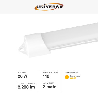 Striscia LED Rigida 20W SMD 120 LED/m 12V in Alluminio 2m Universo