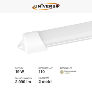 Striscia LED Rigida 19W SMD 120 LED/m 12V in Alluminio 2m Universo