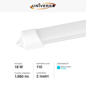 Striscia LED Rigida 18W SMD 120 LED/m 12V in Alluminio 2m Universo