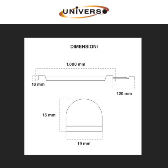Striscia LED Rigida 9W SMD 120 LED/m 12V in Alluminio 1m Universo