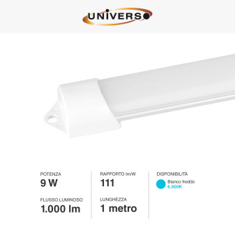 Striscia LED Rigida 9W SMD 120 LED/m 12V in Alluminio 1m Universo